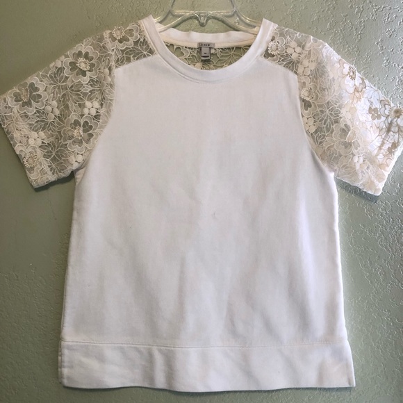 J. Crew Lace Sleeve Sweatshirt - Picture 2 of 7